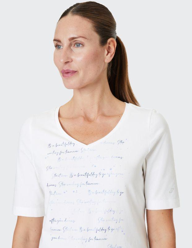 Joy Sportswear T-Shirt ARIA T-Shirt mit V-Ausschnitt und sanftem Schrift-Print zollfrei