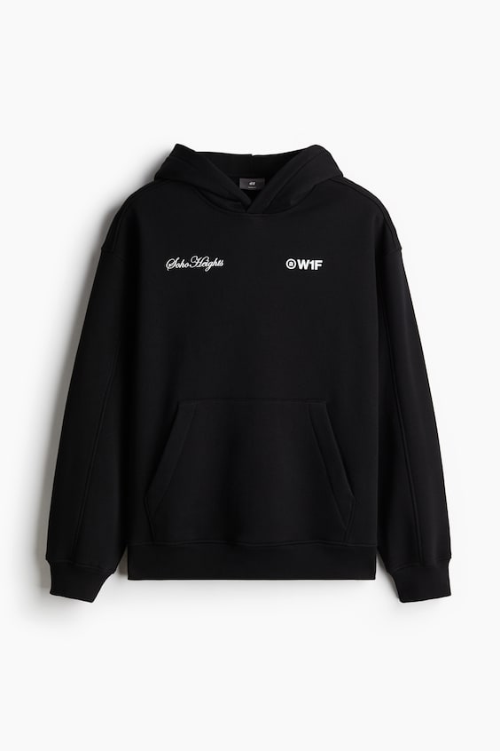 HM Bedruckter Hoodie in Oversized Fit Black Friday