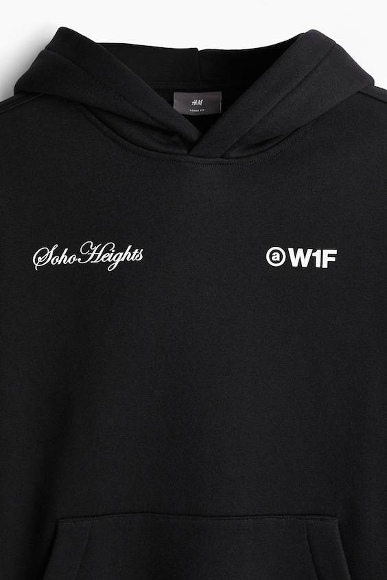 HM Bedruckter Hoodie in Oversized Fit Black Friday