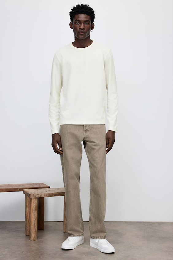 HM Langarmshirt mit Waffelstruktur in Regular Fit Riesige Ersparnisse