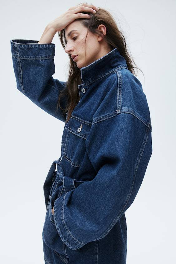 HM Denimjacke mit Bindegürtel 50% Rabatt mit kostenlosem Versand