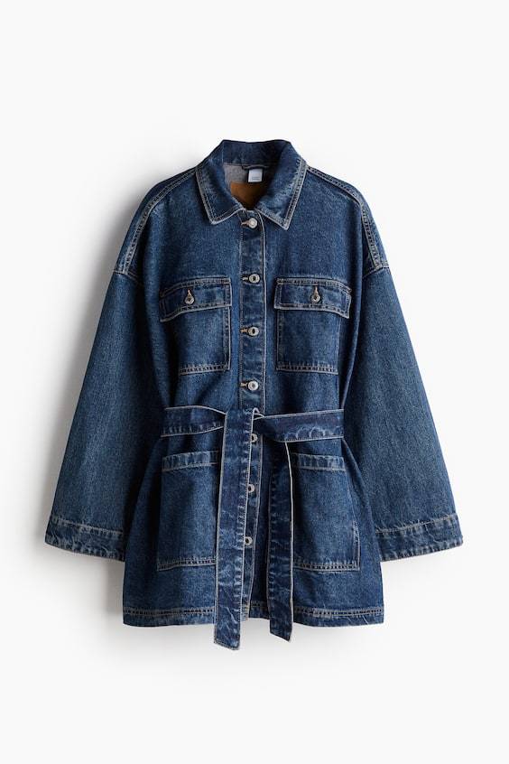 HM Denimjacke mit Bindegürtel 50% Rabatt mit kostenlosem Versand