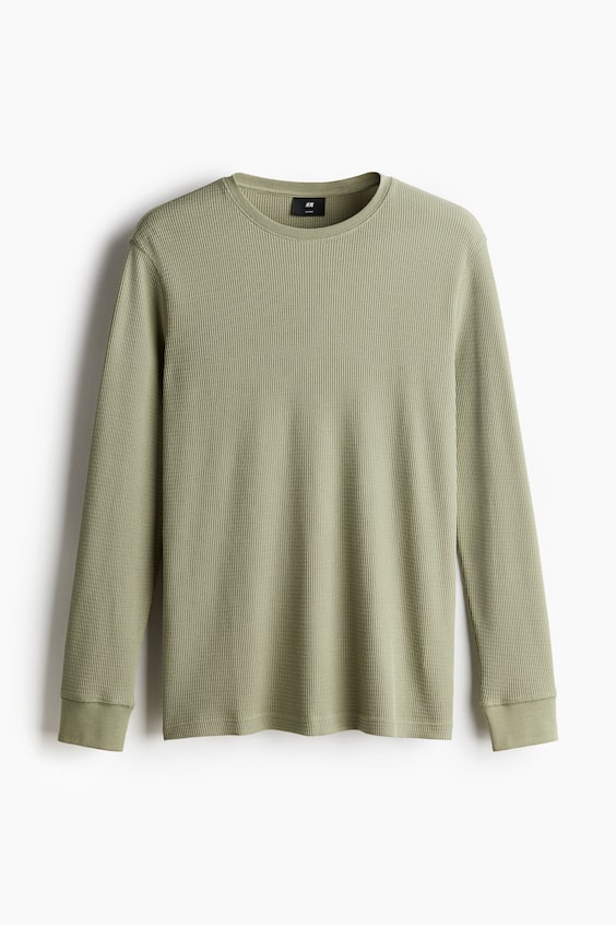 HM Shirt aus Waffeljersey in Slim Fit Kostenloser Versand international