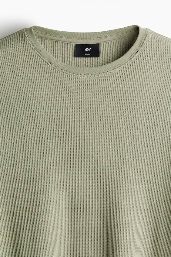HM Shirt aus Waffeljersey in Slim Fit Kostenloser Versand international