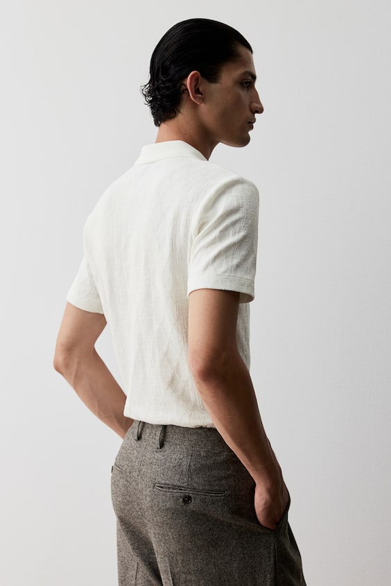 HM Strukturiertes Poloshirt in Slim Fit VIP-Rabatte