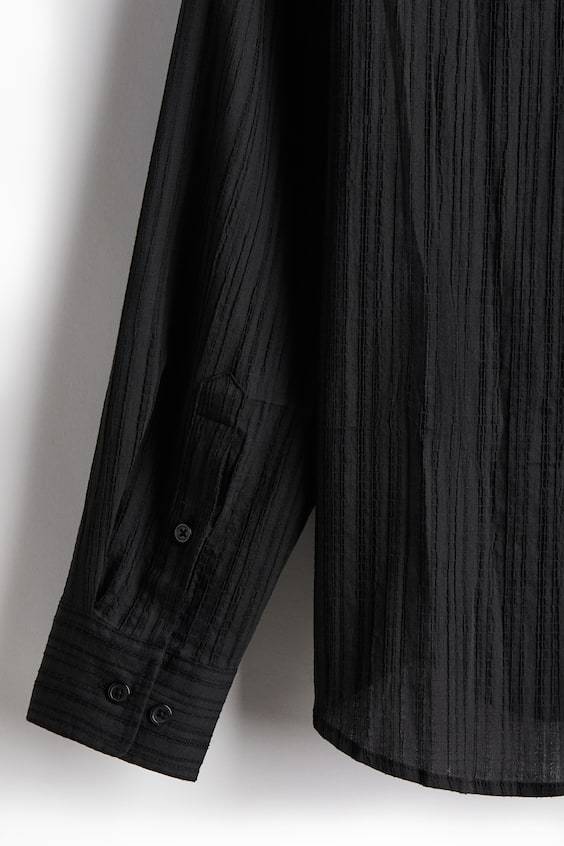 HM Hemd mit Struktur in Regular Fit Clearance-Verkauf