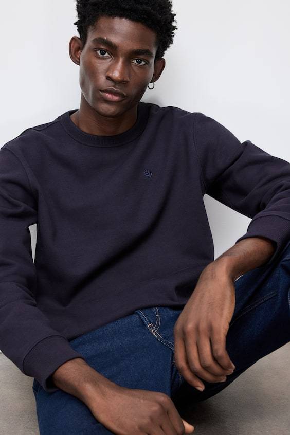HM Sweatshirt mit Motivstickerei in Regular Fit Im Verkauf