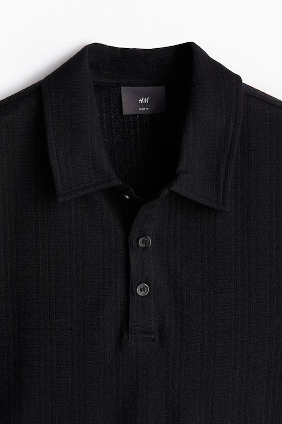 HM Poloshirt aus Strukturjersey in Slim Fit Online