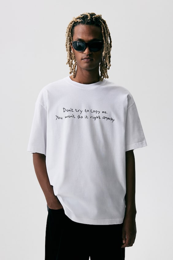 HM Bedrucktes T-Shirt in Loose Fit Großer Ausverkauf