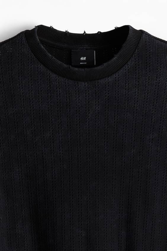 HM Kastiges T-Shirt aus Pointelle-Jersey Black Friday