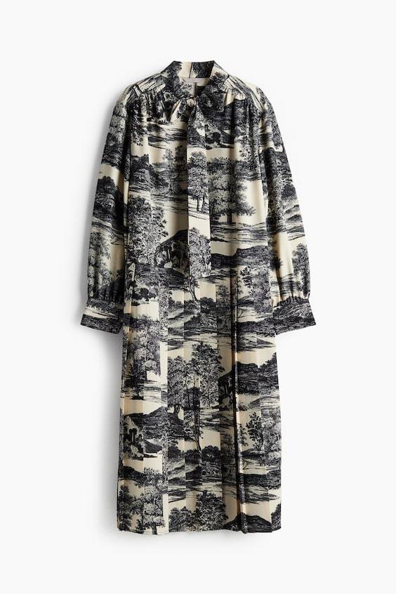 HM Kleid mit Bindekragen Kostenloser Versand international
