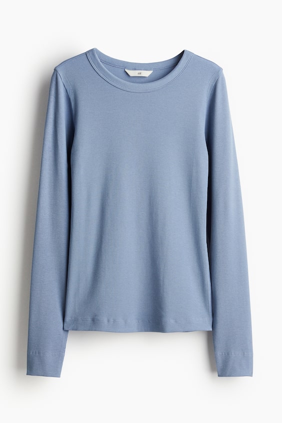 HM Geripptes Shirt aus Modalmix Fabrikverkauf