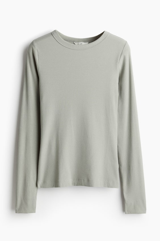 HM Geripptes Shirt aus Modalmix Saisonale Angebote