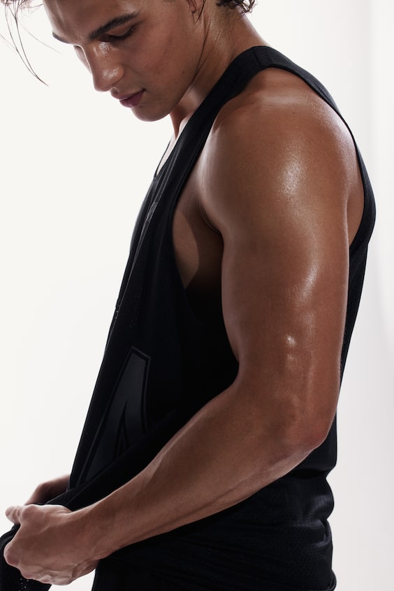 HM Oversized Fit Printed sports vest top in DryMove™ Sonderangebot der Fabrik