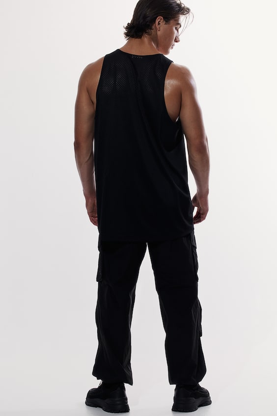 HM Oversized Fit Printed sports vest top in DryMove™ Sonderangebot der Fabrik
