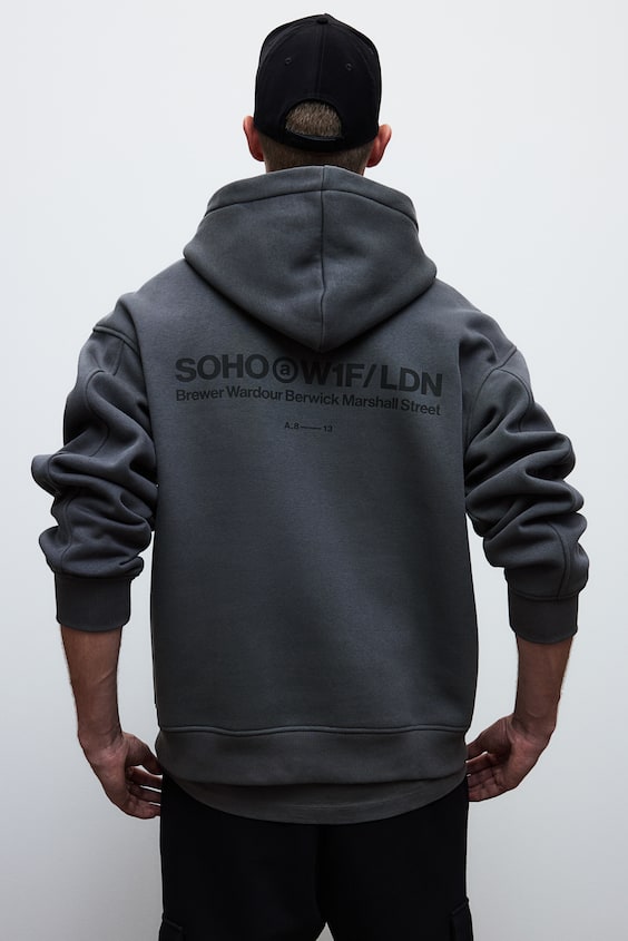 HM Bedruckter Hoodie in Oversized Fit 50% Rabatt mit kostenlosem Versand