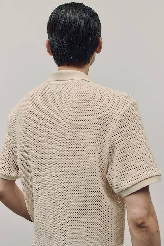 HM Poloshirt im Häkellook in Regular Fit Clearance-Verkauf