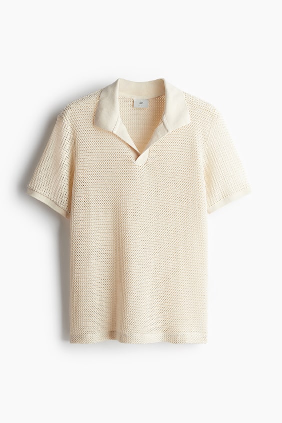 HM Poloshirt im Häkellook in Regular Fit Clearance-Verkauf