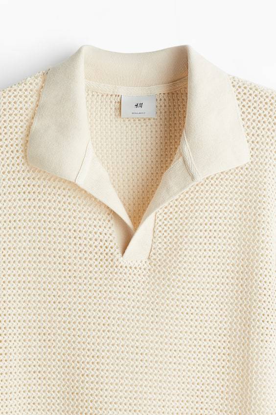 HM Poloshirt im Häkellook in Regular Fit Clearance-Verkauf