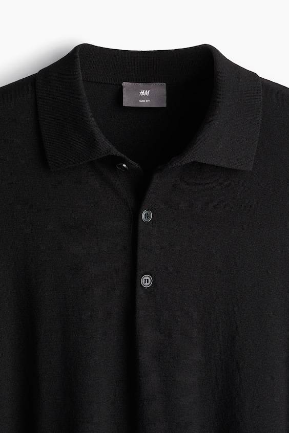 HM Feinstrick-Poloshirt in Slim Fit Kostenloser Versand international