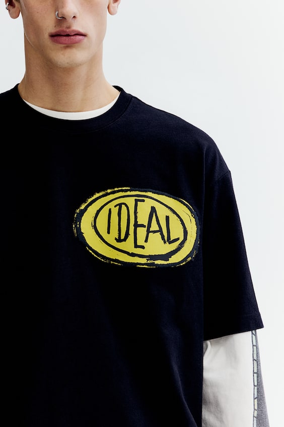 HM Baumwoll-T-Shirt in Relaxed Fit Im Verkauf