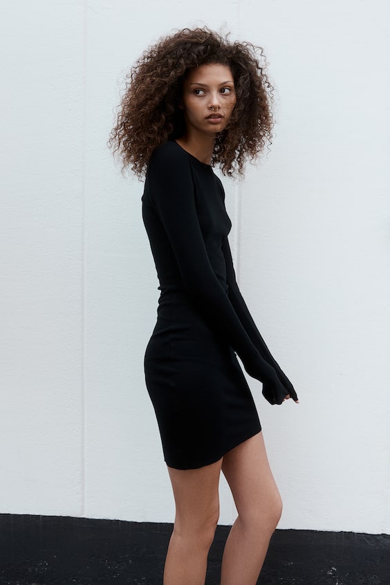 HM Geripptes Bodycon-Kleid Rabatt