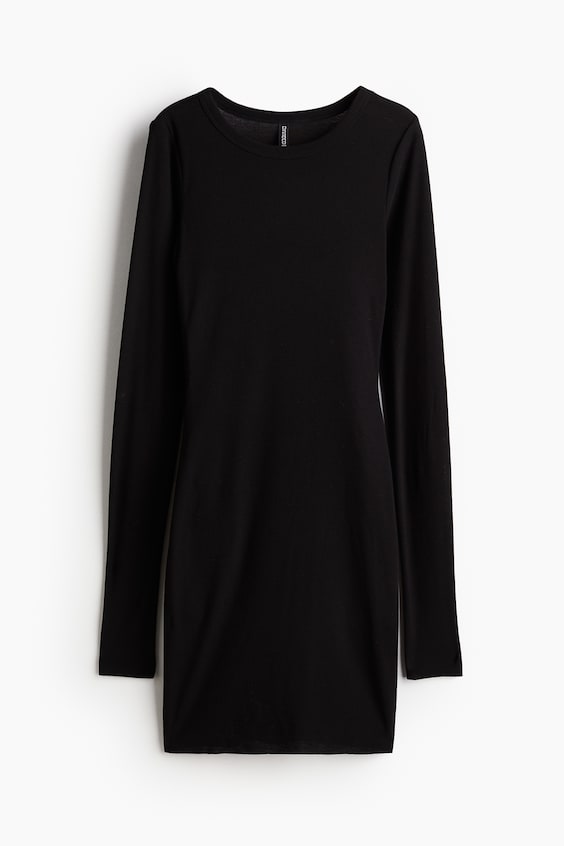 HM Geripptes Bodycon-Kleid Rabatt
