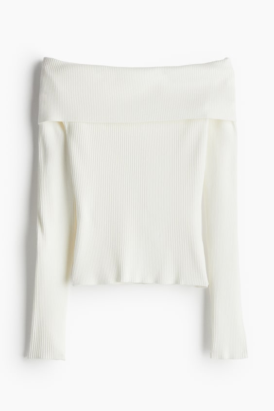 HM Schulterfreies Shirt in Rippstrick Online Shopping