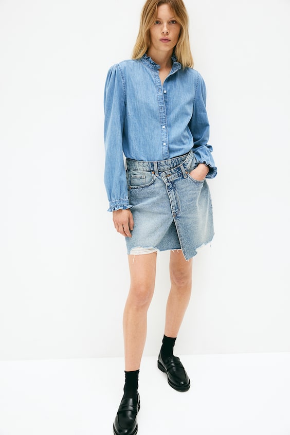 HM Denimbluse mit Volants Exklusivangebot