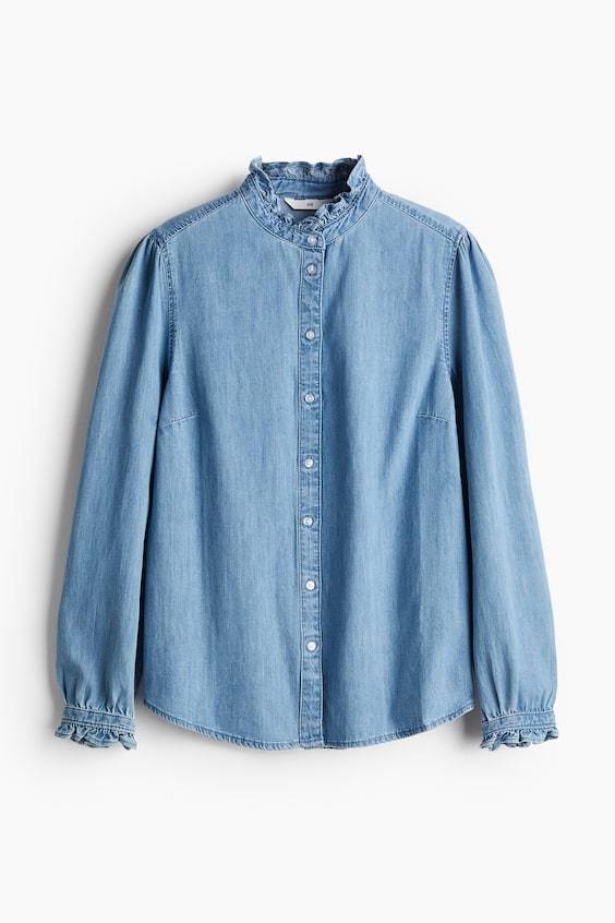 HM Denimbluse mit Volants Exklusivangebot