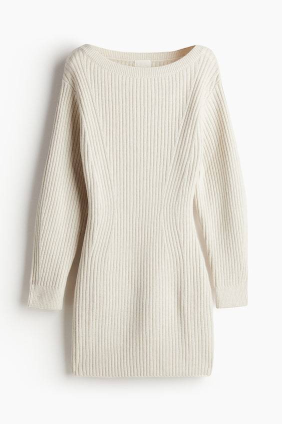 HM Geripptes Kleid mit U-Boot-Ausschnitt Valentinstagsangebot