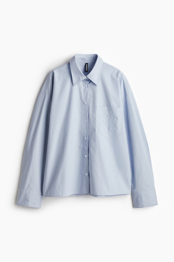 HM Bestickte Popeline-Bluse Sonderangebot der Fabrik