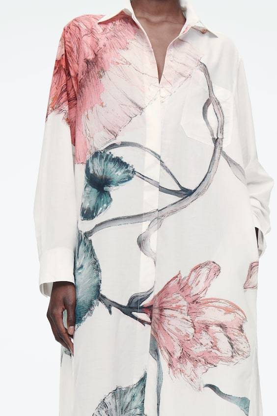 HM OVERSIZED-HEMDBLUSENKLEID MIT BLUMEN-PRINT Vierteljährliche Förderung