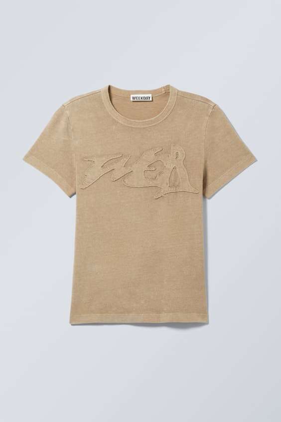 HM Körperbetontes T-Shirt mit Aufdruck Nur noch ein Tag übrig