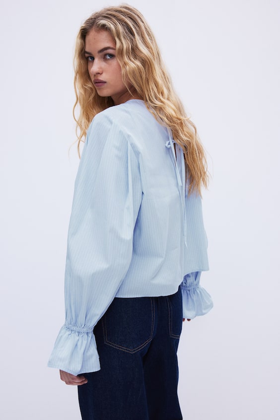 HM Baumwollbluse mit Bindedetail Fabrikverkauf