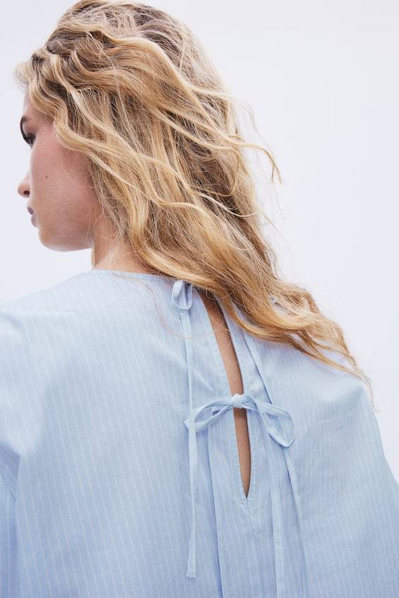 HM Baumwollbluse mit Bindedetail Fabrikverkauf
