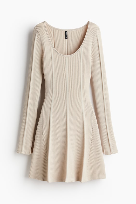 HM Flared-skirt rib-knit mini dress Limitierter Zeitrabatt