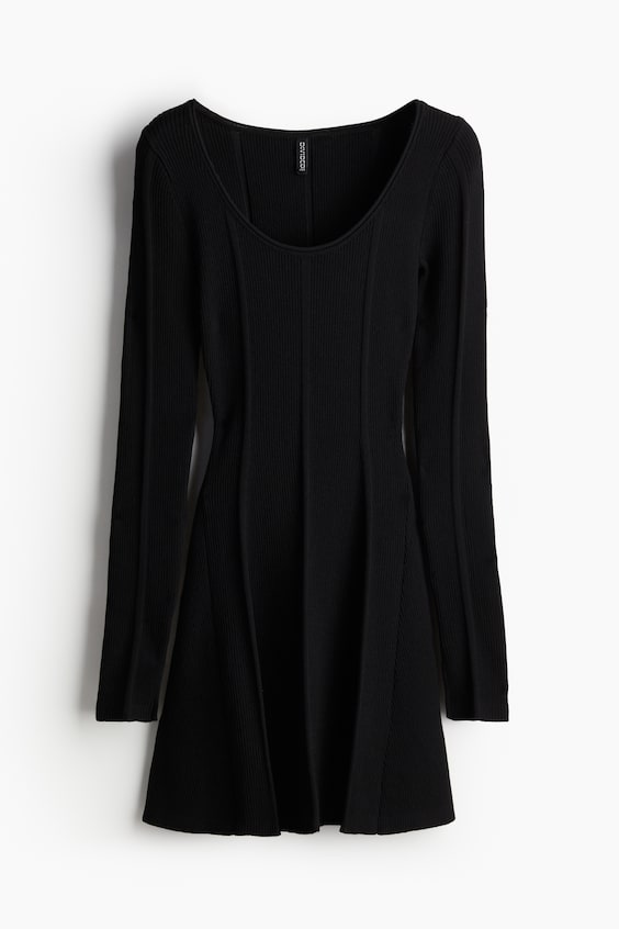 HM Flared-skirt rib-knit mini dress Top Angebot