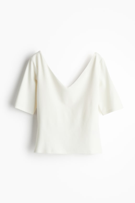 HM V-neck jersey top Online Outlet