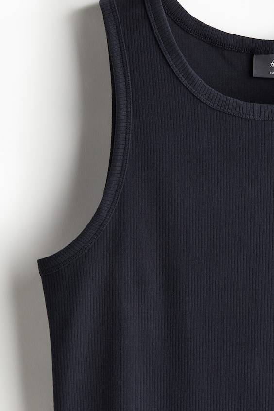 HM Geripptes Tanktop in Slim Fit Sonderangebot der Fabrik