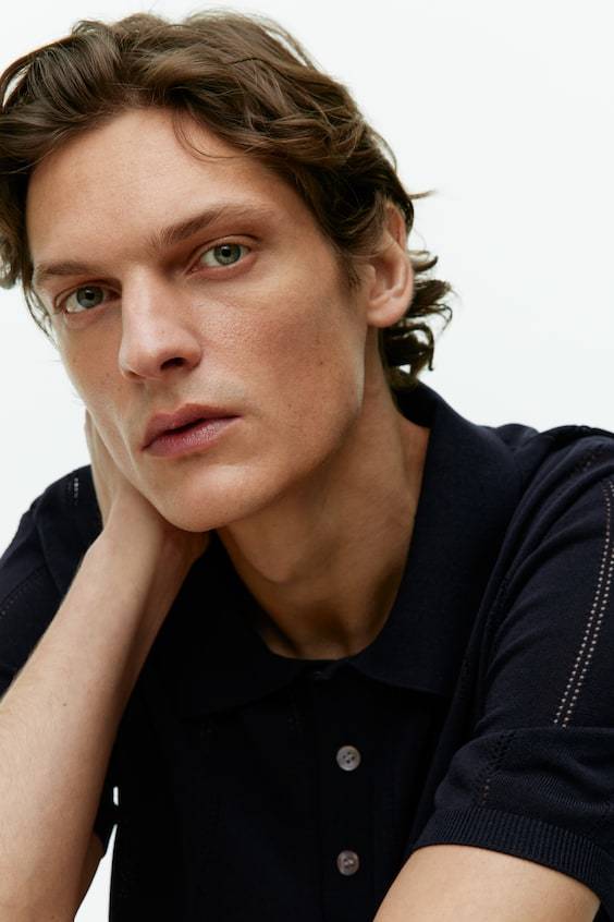 HM Poloshirt im Pointelle-Strick Sonderangebot