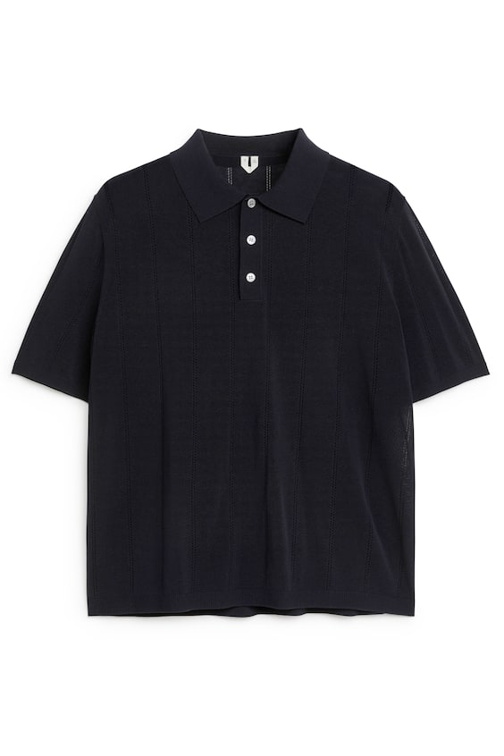 HM Poloshirt im Pointelle-Strick Sonderangebot