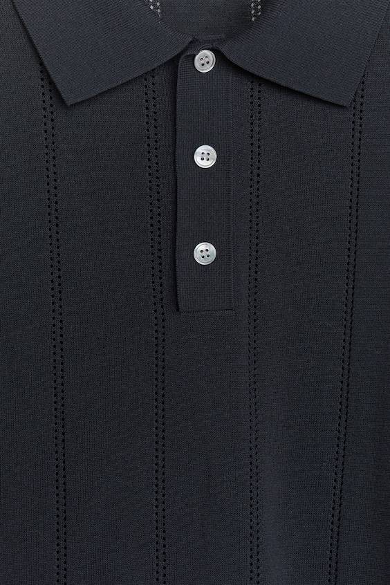 HM Poloshirt im Pointelle-Strick Sonderangebot