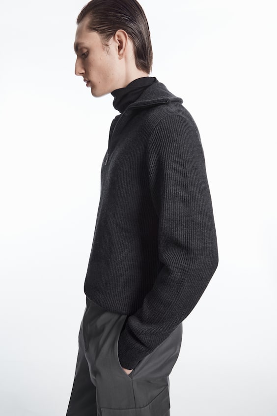 HM PULLOVER AUS WOLL-BAUMWOLL-MIX MIT REISSVERSCHLUSS Flash Sale