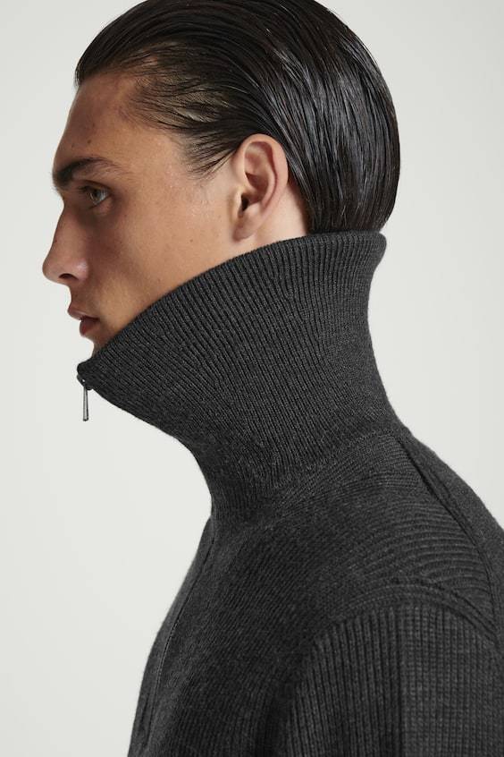 HM PULLOVER AUS WOLL-BAUMWOLL-MIX MIT REISSVERSCHLUSS Flash Sale