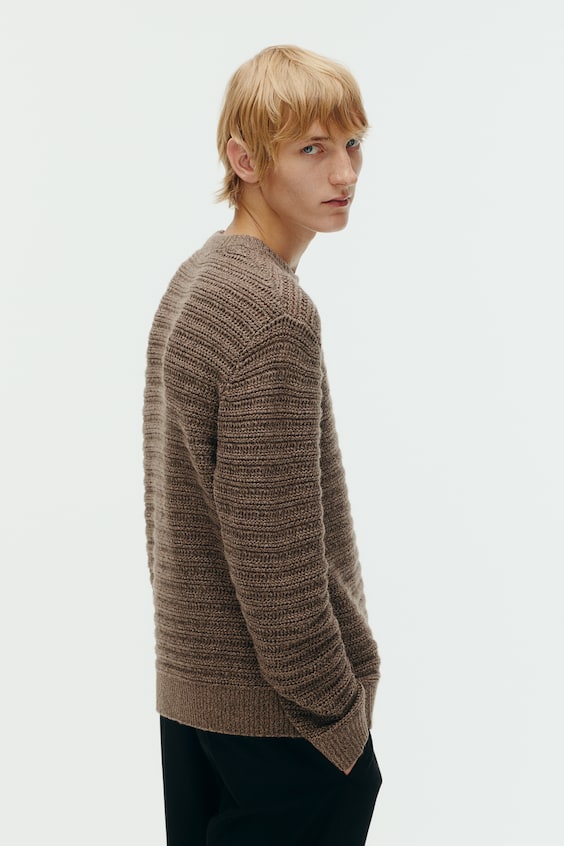 HM Pointellestrick-Pullover aus Wollmix Regular Fit Saisonale Angebote