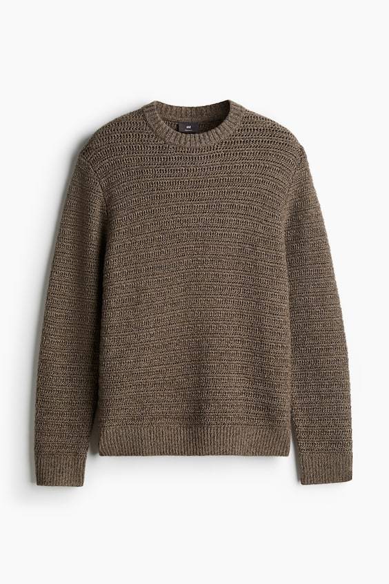 HM Pointellestrick-Pullover aus Wollmix Regular Fit Saisonale Angebote