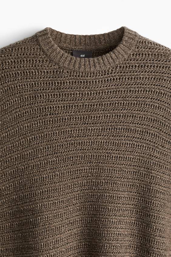 HM Pointellestrick-Pullover aus Wollmix Regular Fit Saisonale Angebote