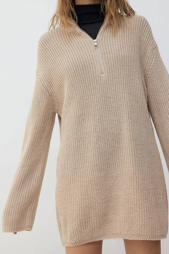 HM Schwerstrickpullover mit kurzem Zipper Im Verkauf
