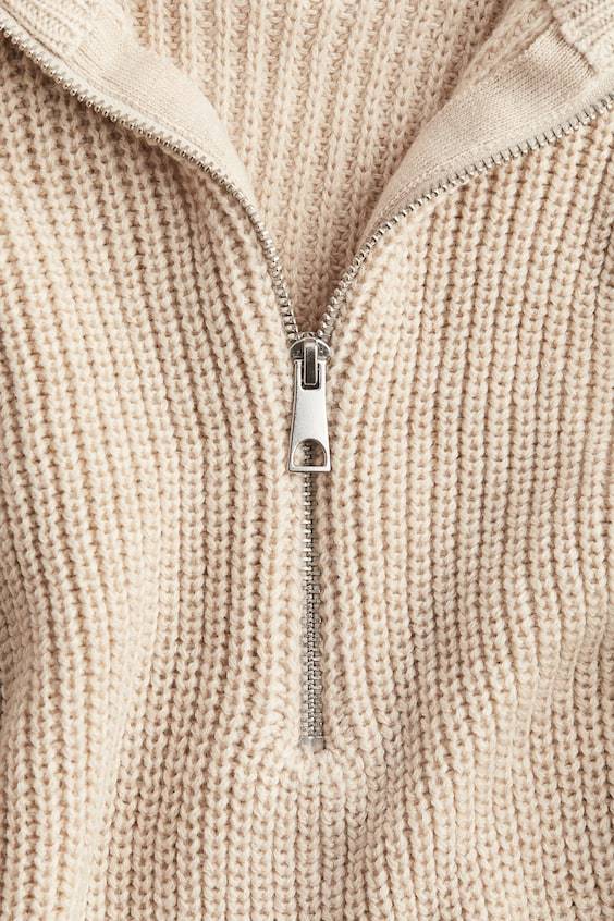 HM Schwerstrickpullover mit kurzem Zipper Im Verkauf